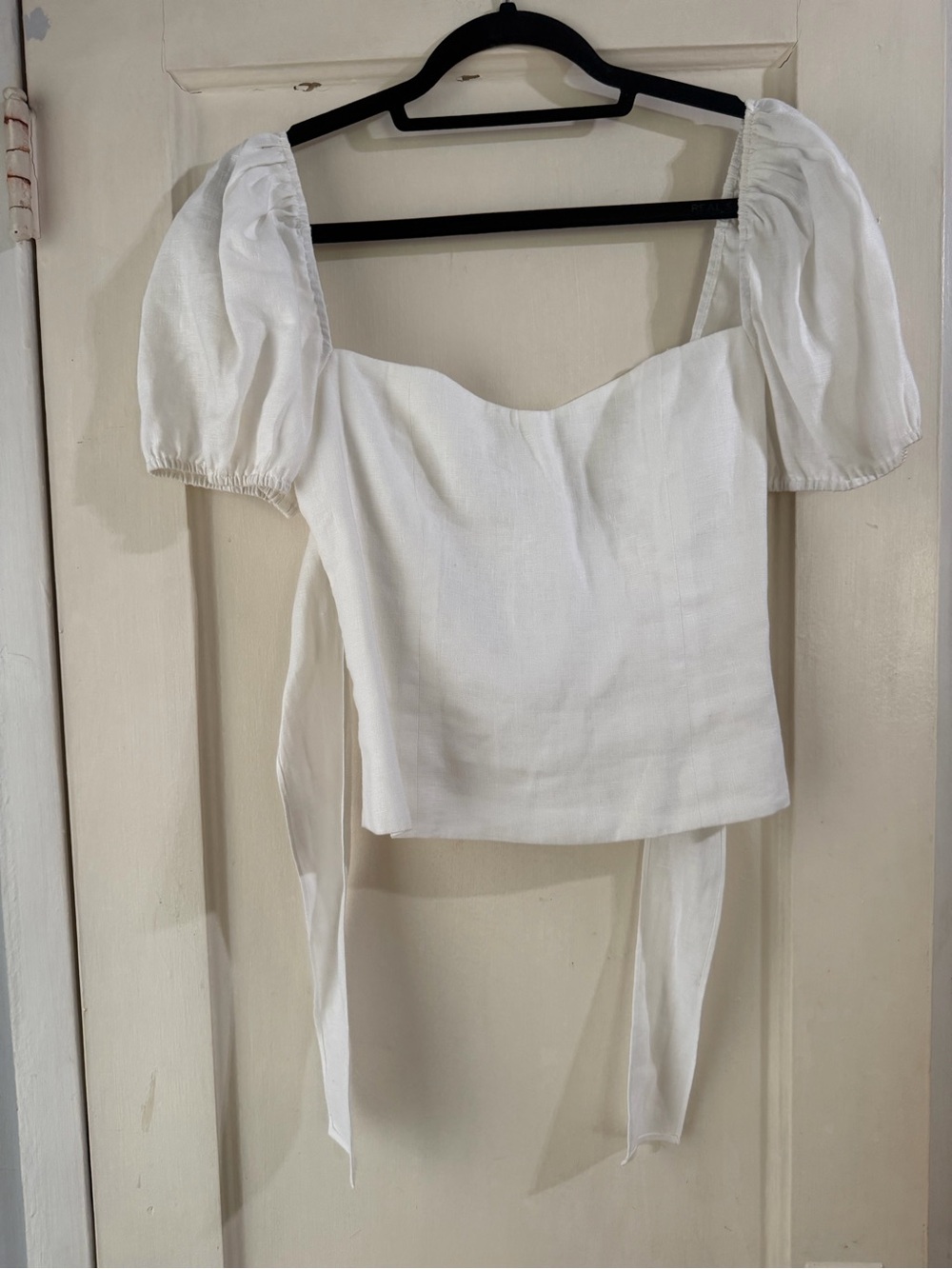 Reformation White Linen Puff Sleeve Top 8 - Picture 3 of 8